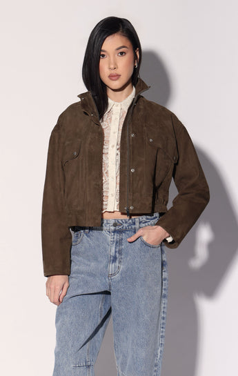 Rihanna Jacket, Army Suede - Leather
