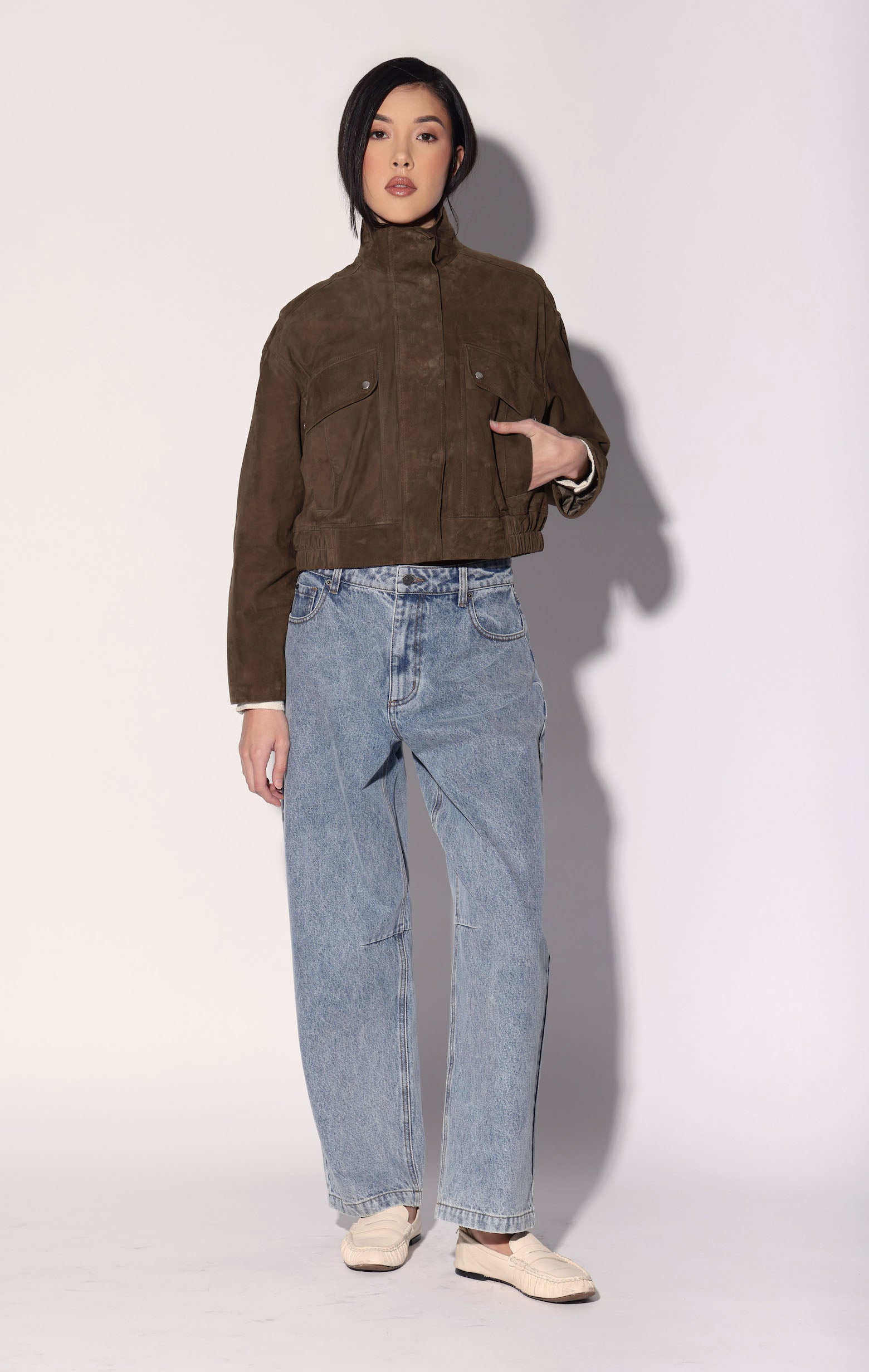 Rihanna Jacket, Army Suede - Leather