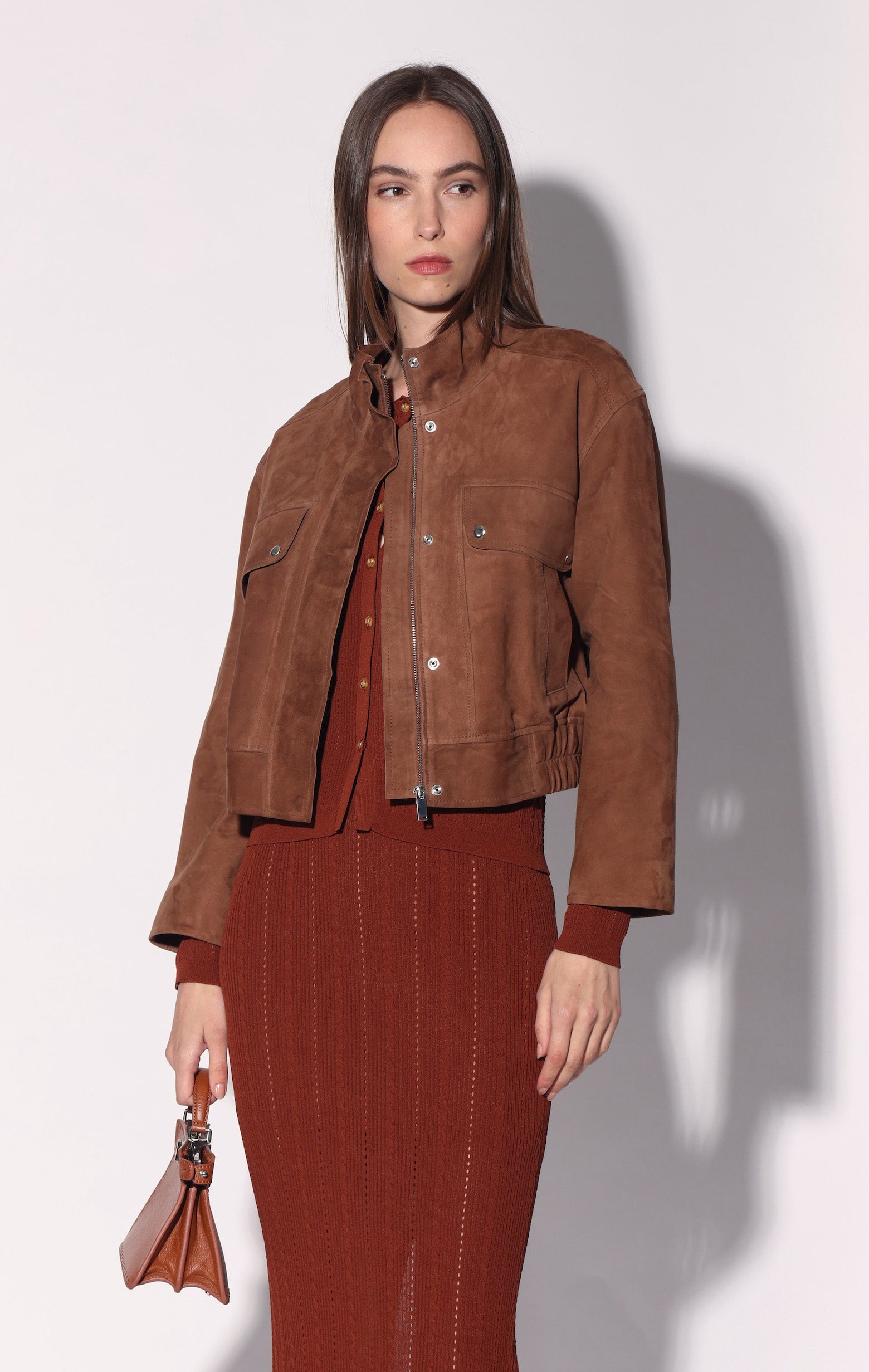 Rihanna Jacket, Cognac Suede - Leather