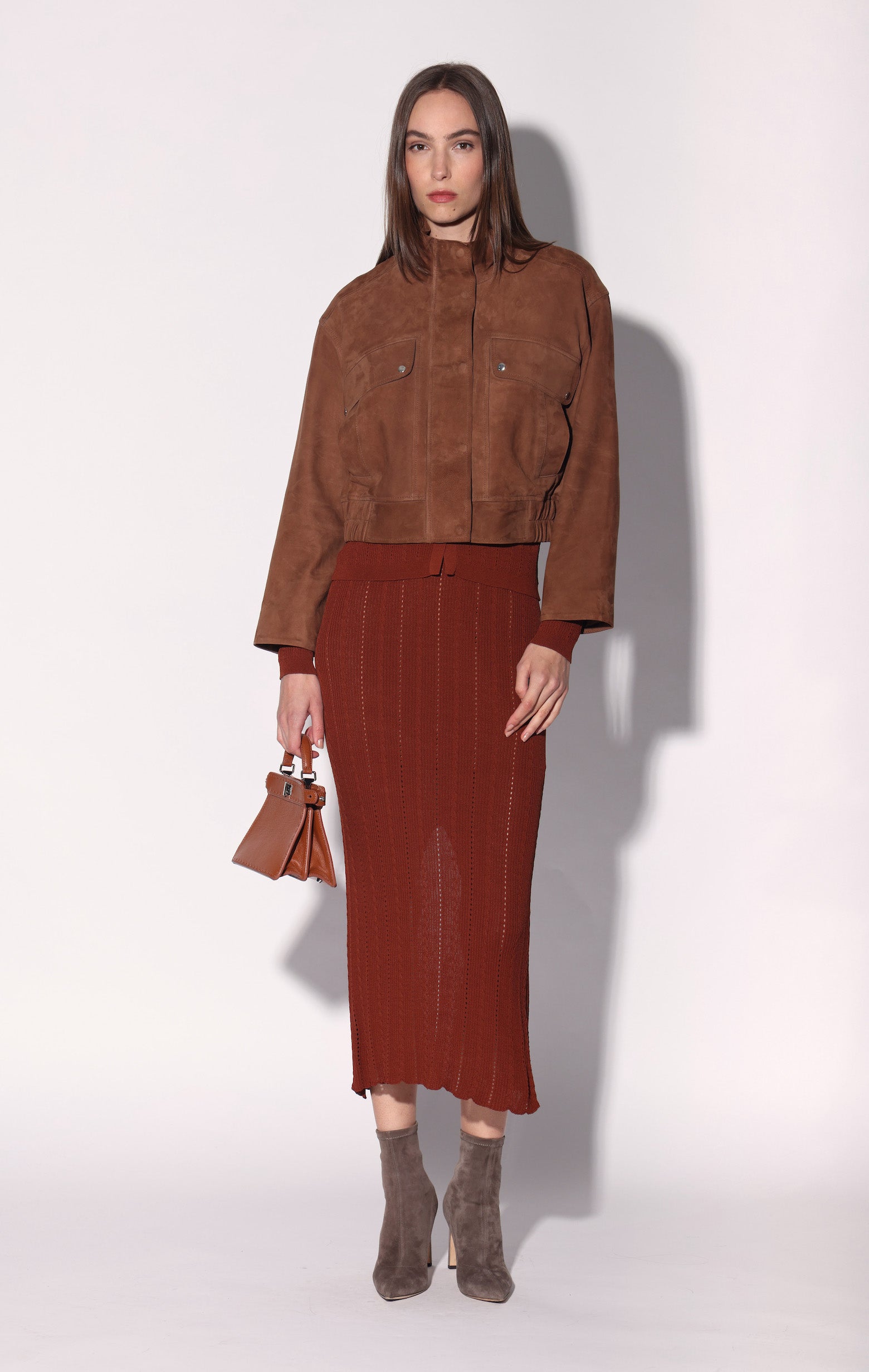 Rihanna Jacket, Cognac Suede - Leather