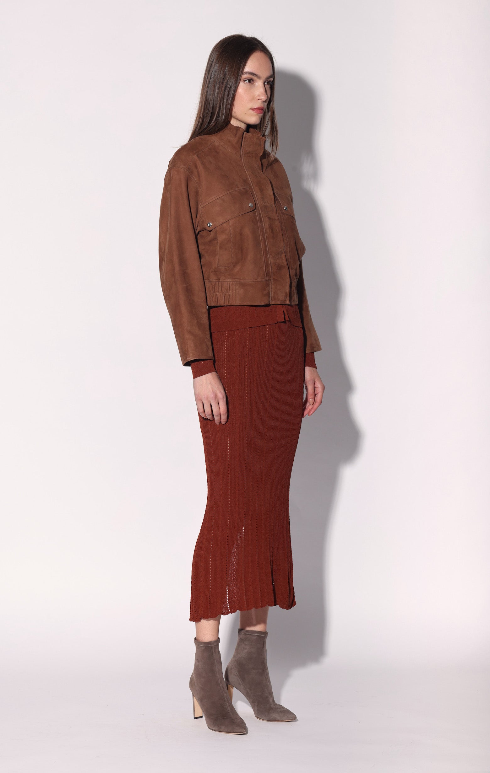 Rihanna Jacket, Cognac Suede - Leather