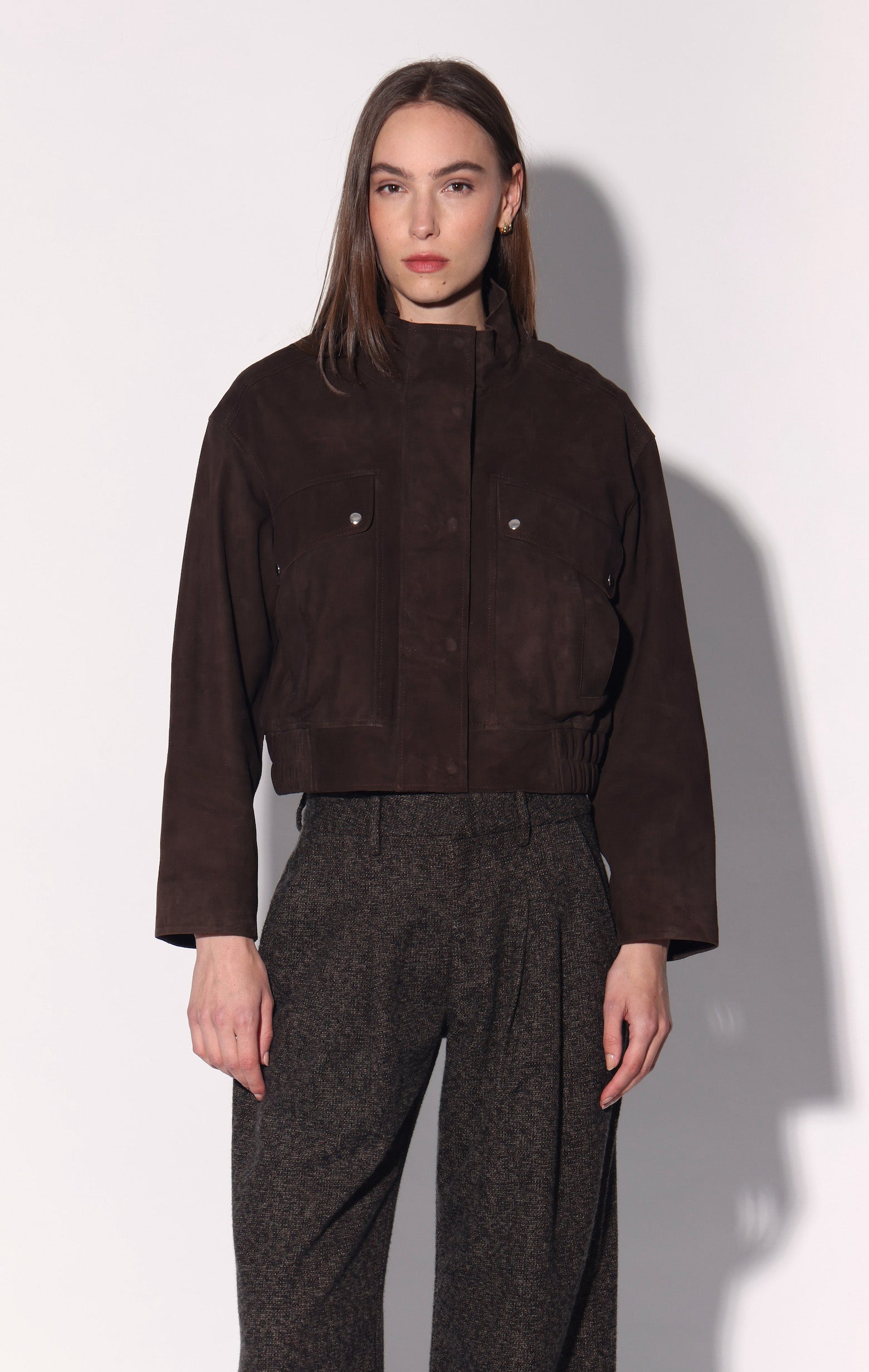 Rihanna Jacket, Mocha Suede - Leather