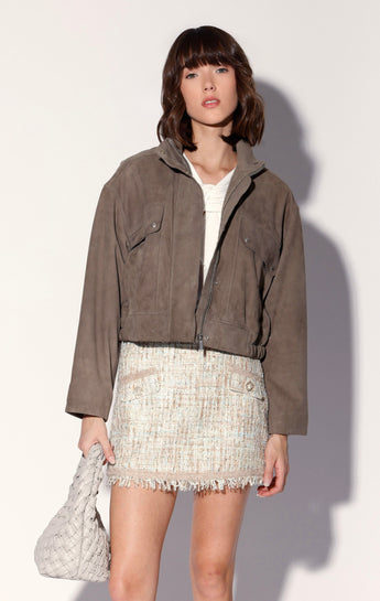 Rihanna Jacket, Slate Suede - Leather
