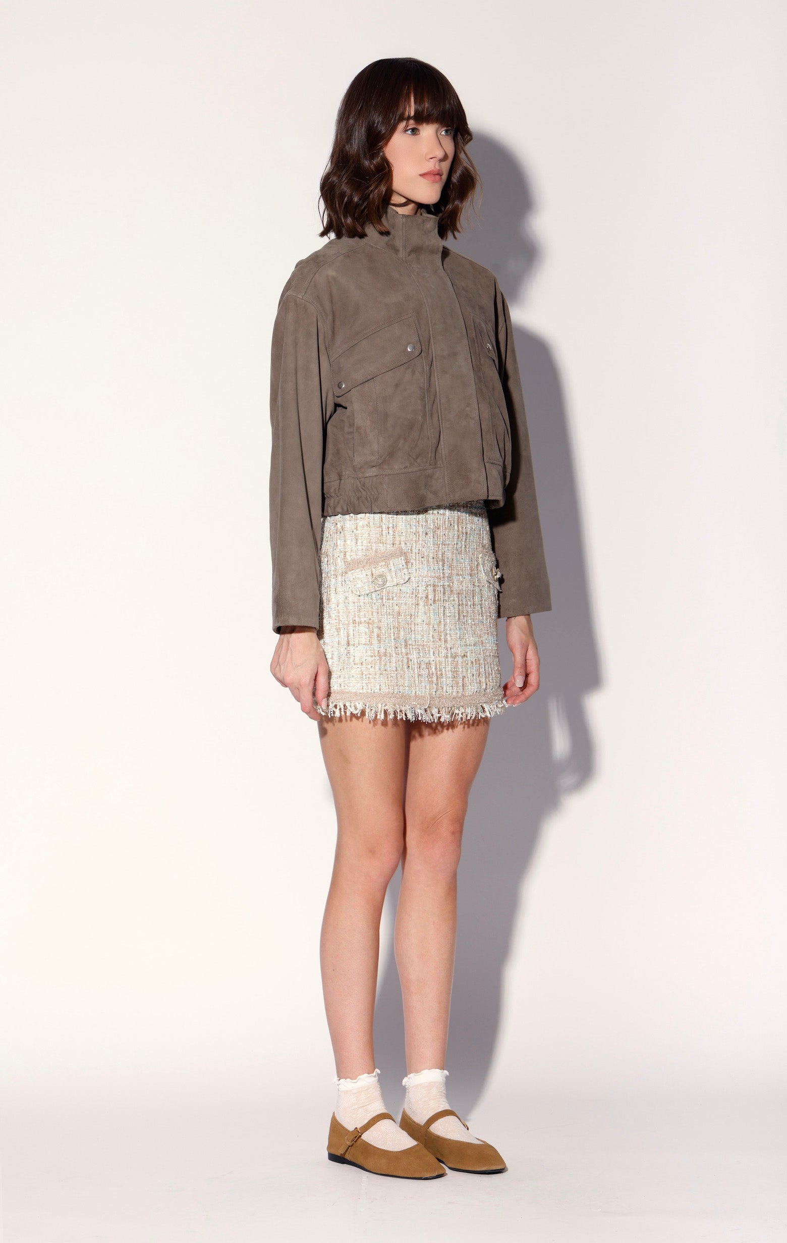 Rihanna Jacket, Slate Suede - Leather