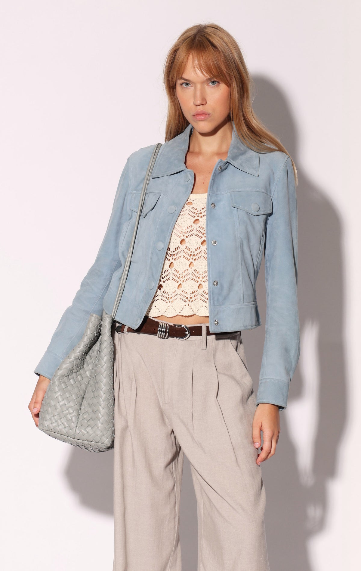 Kacey Jacket, Baby Blue Suede - Leather (Spring 2027)