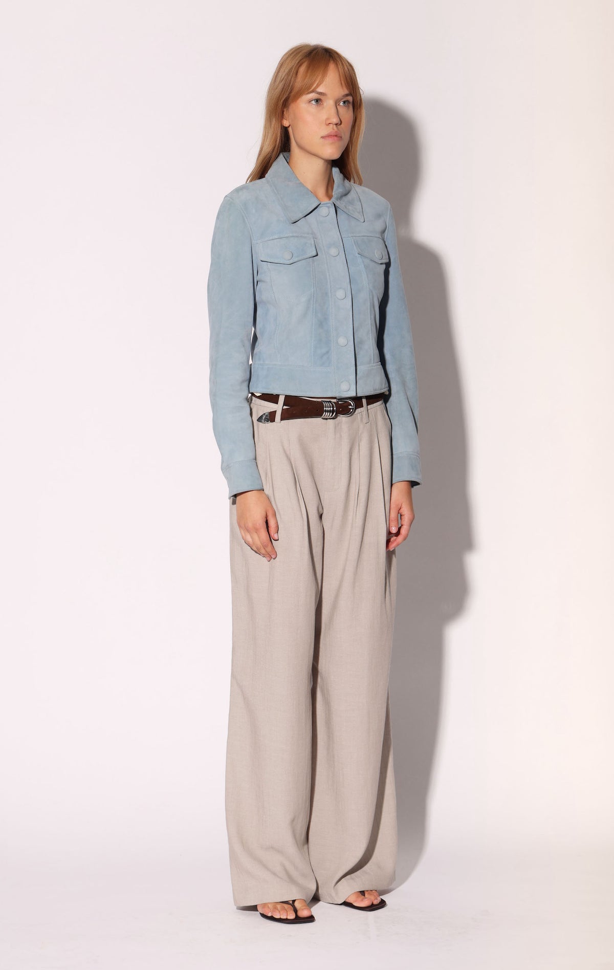 Kacey Jacket, Baby Blue Suede - Leather (Spring 2027)