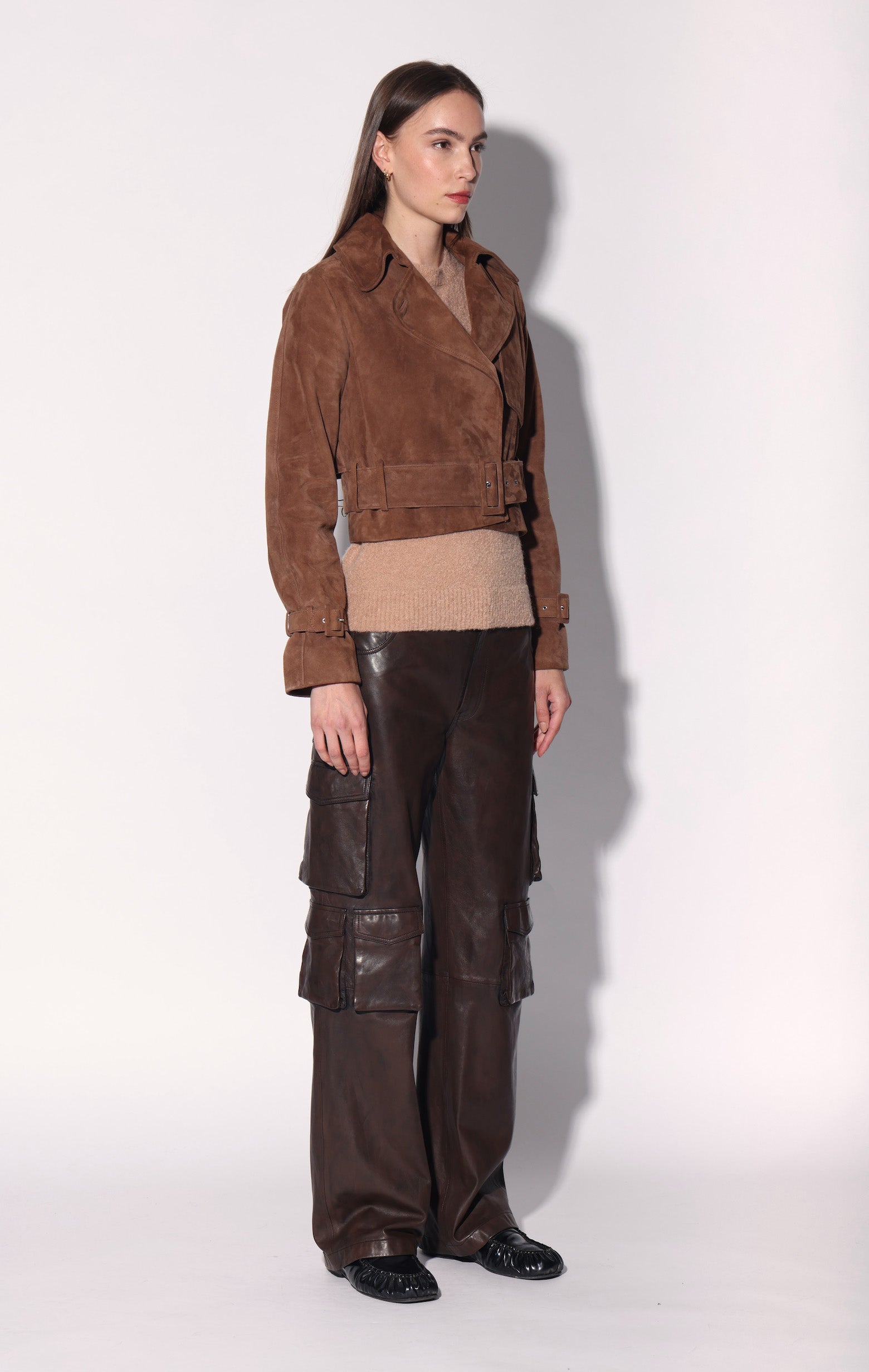Rexa Short Trench, Chestnut Suede - Leather (Fall 2026)