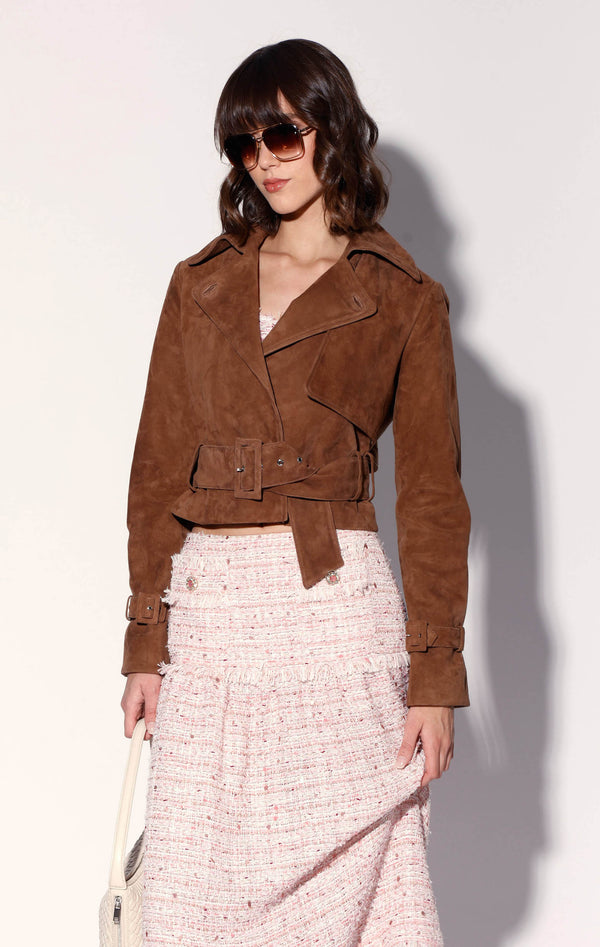 Rexa Short Trench, Chestnut Suede - Leather