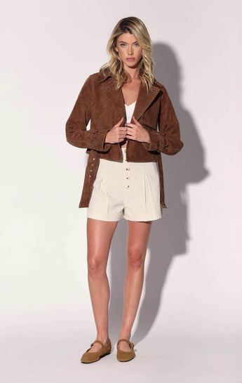 Rexa Short Trench, Chestnut Suede - Leather
