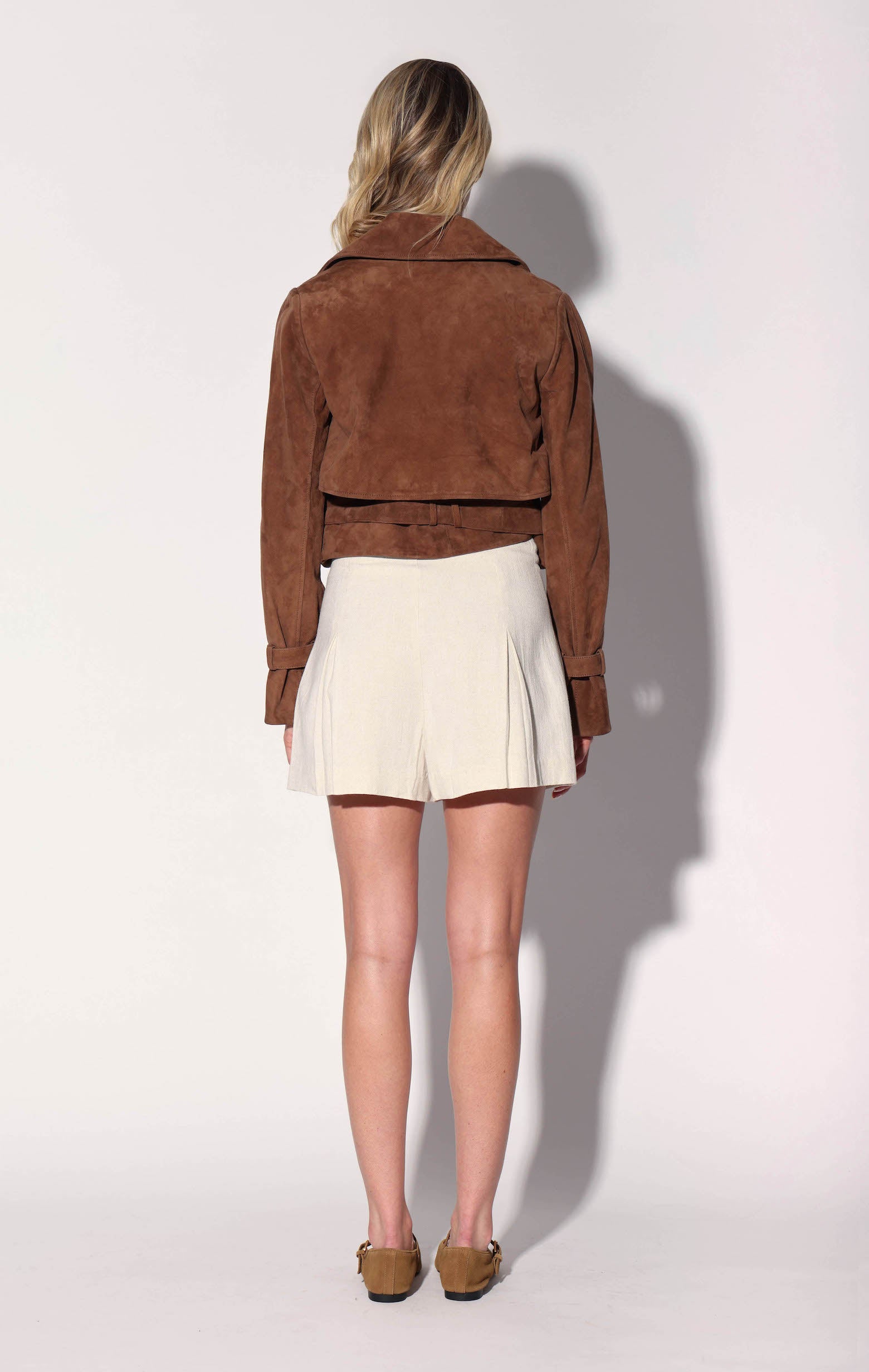 Rexa Short Trench, Chestnut Suede - Leather