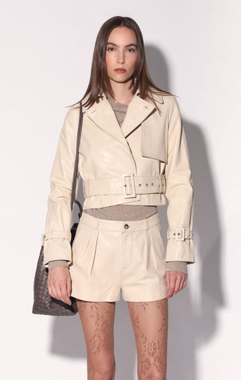 Rexa Short Trench, Oyster - Leather (Holiday 2026)