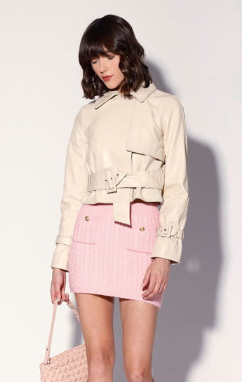Rexa Short Trench, Oyster - Leather