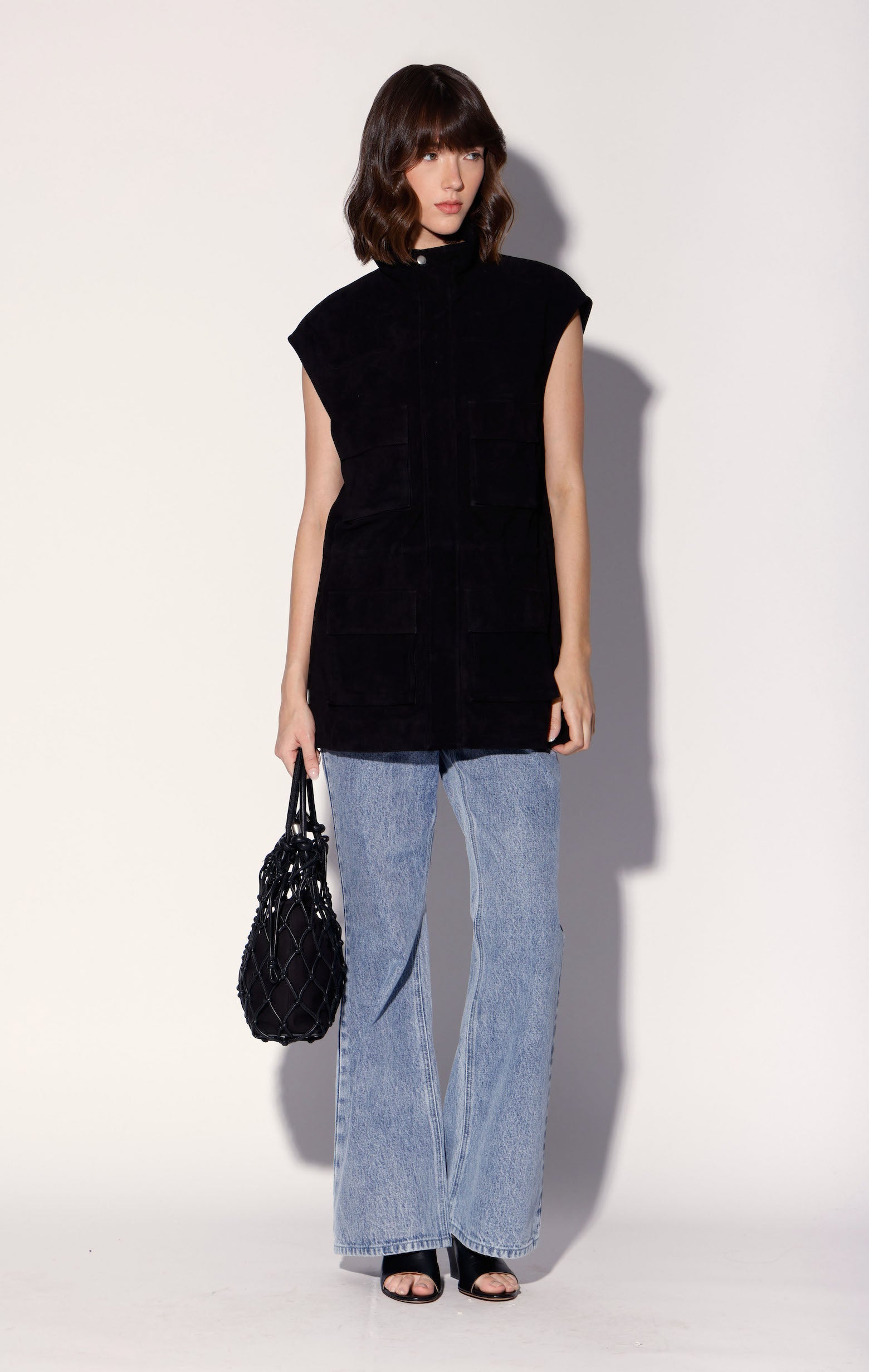 Renata Vest, Black Suede - Leather