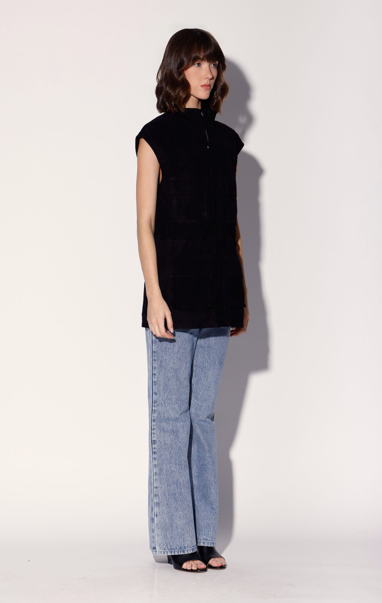 Renata Vest, Black Suede - Leather