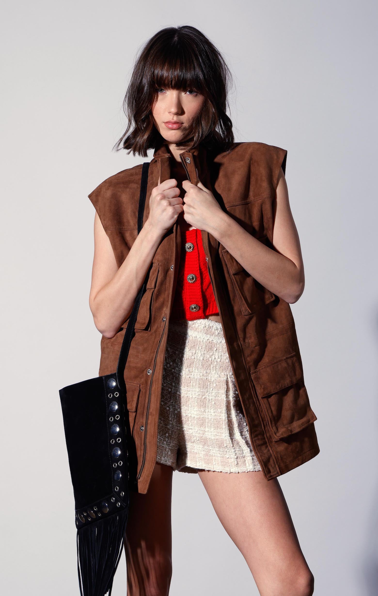 Renata Vest, Chestnut Suede - Leather (Fall 2026)