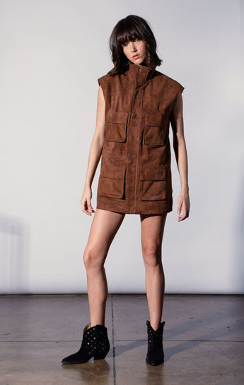 Renata Vest, Chestnut Suede - Leather (Fall 2026)