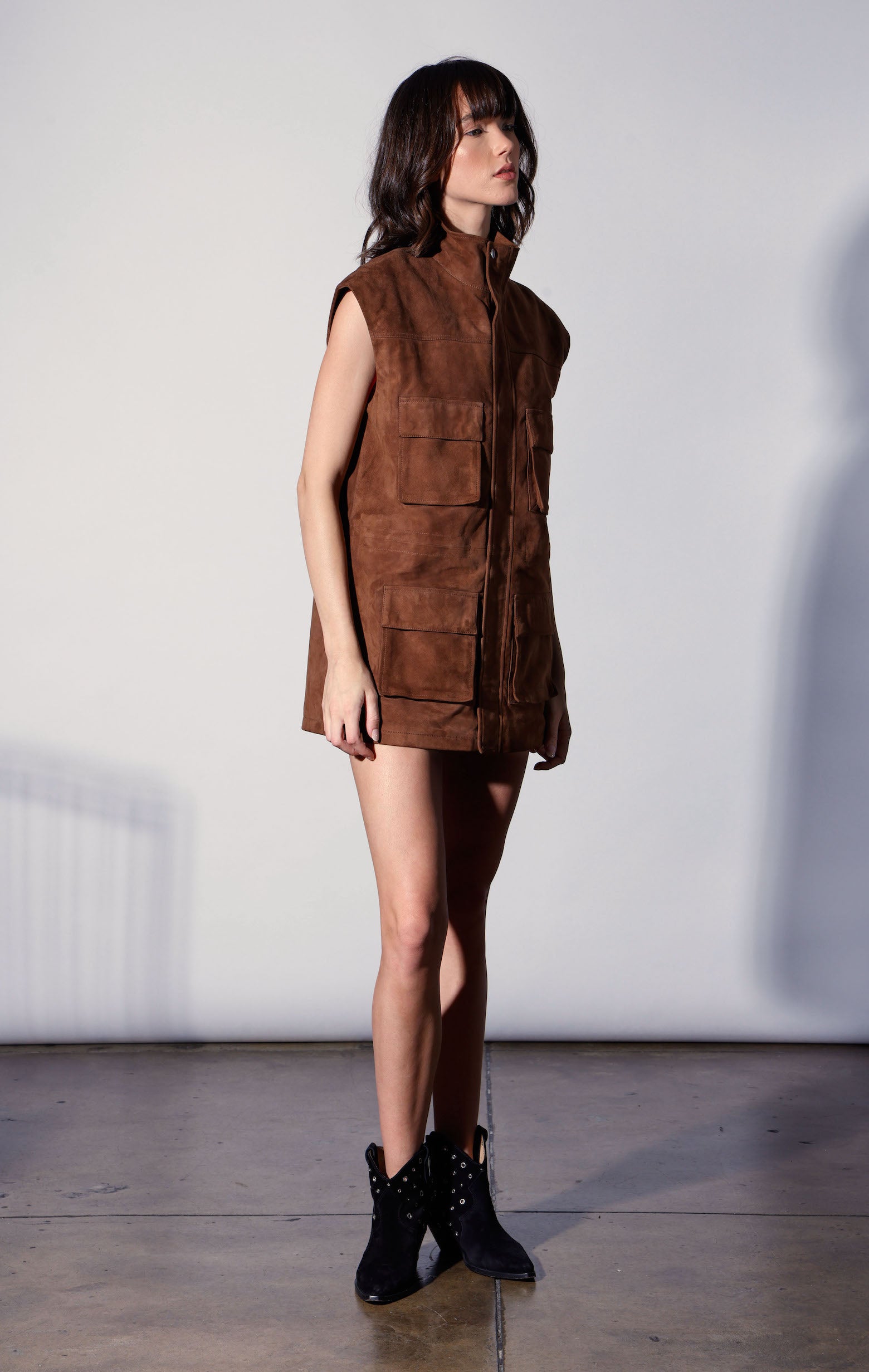Renata Vest, Chestnut Suede - Leather (Fall 2026)