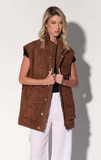 Renata Vest, Chestnut Suede - Leather