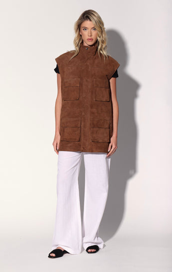 Renata Vest, Chestnut Suede - Leather