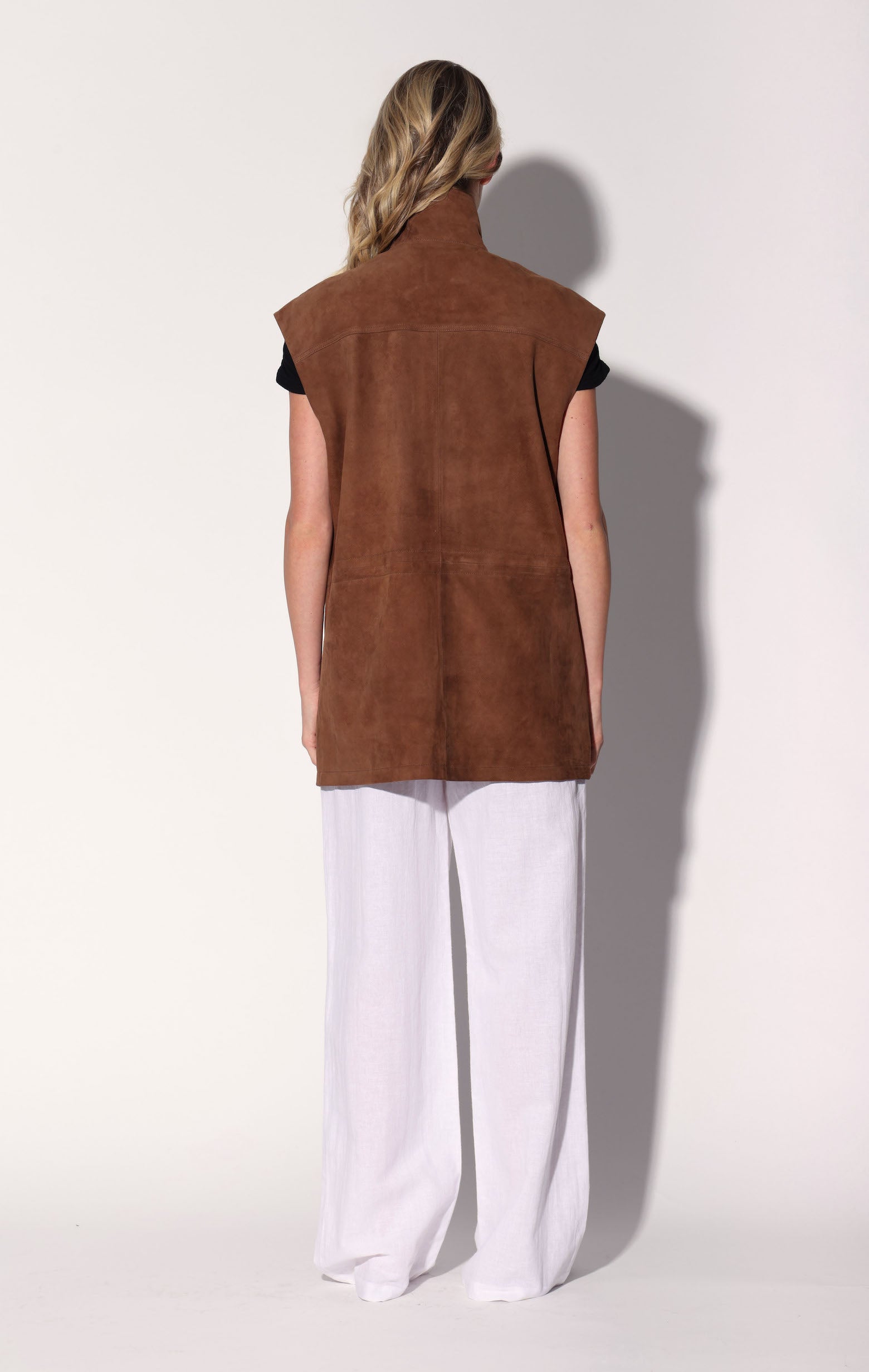 Renata Vest, Chestnut Suede - Leather