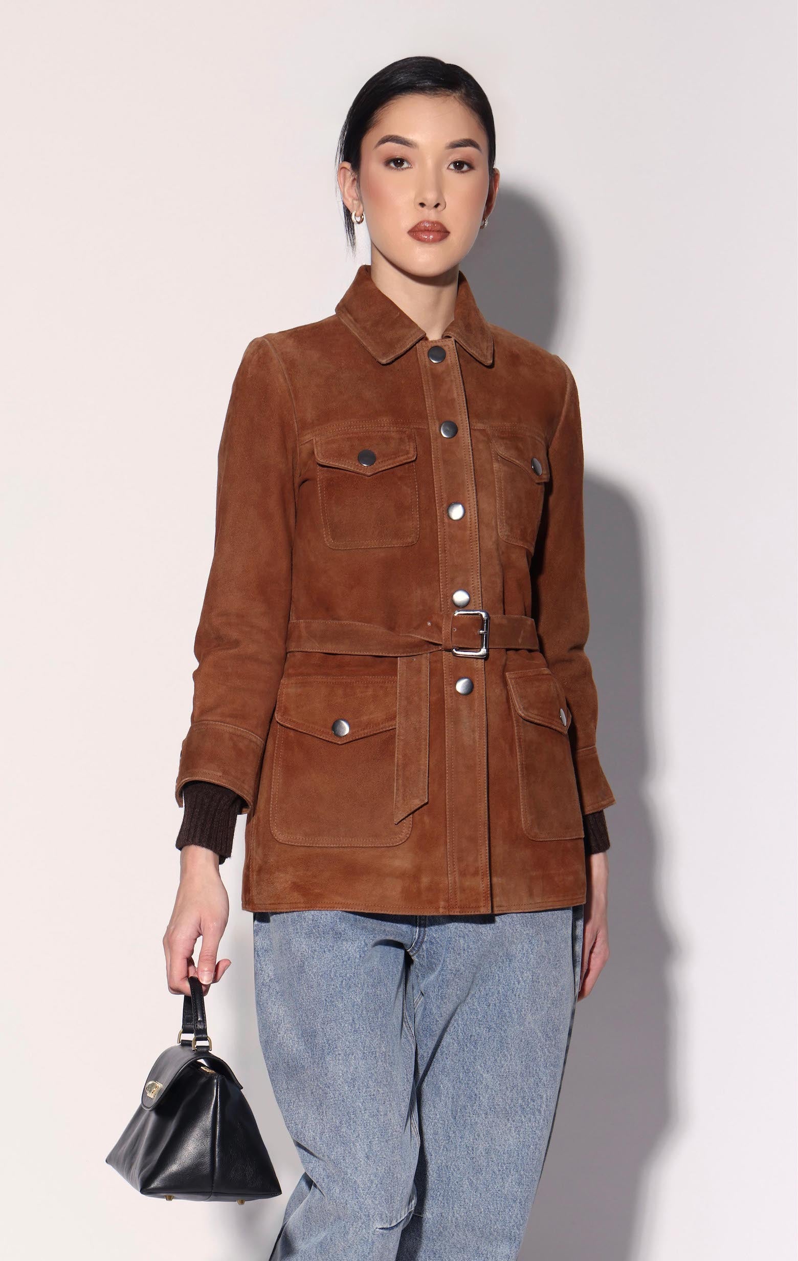 Sharona Jacket, Cognac Suede - Leather