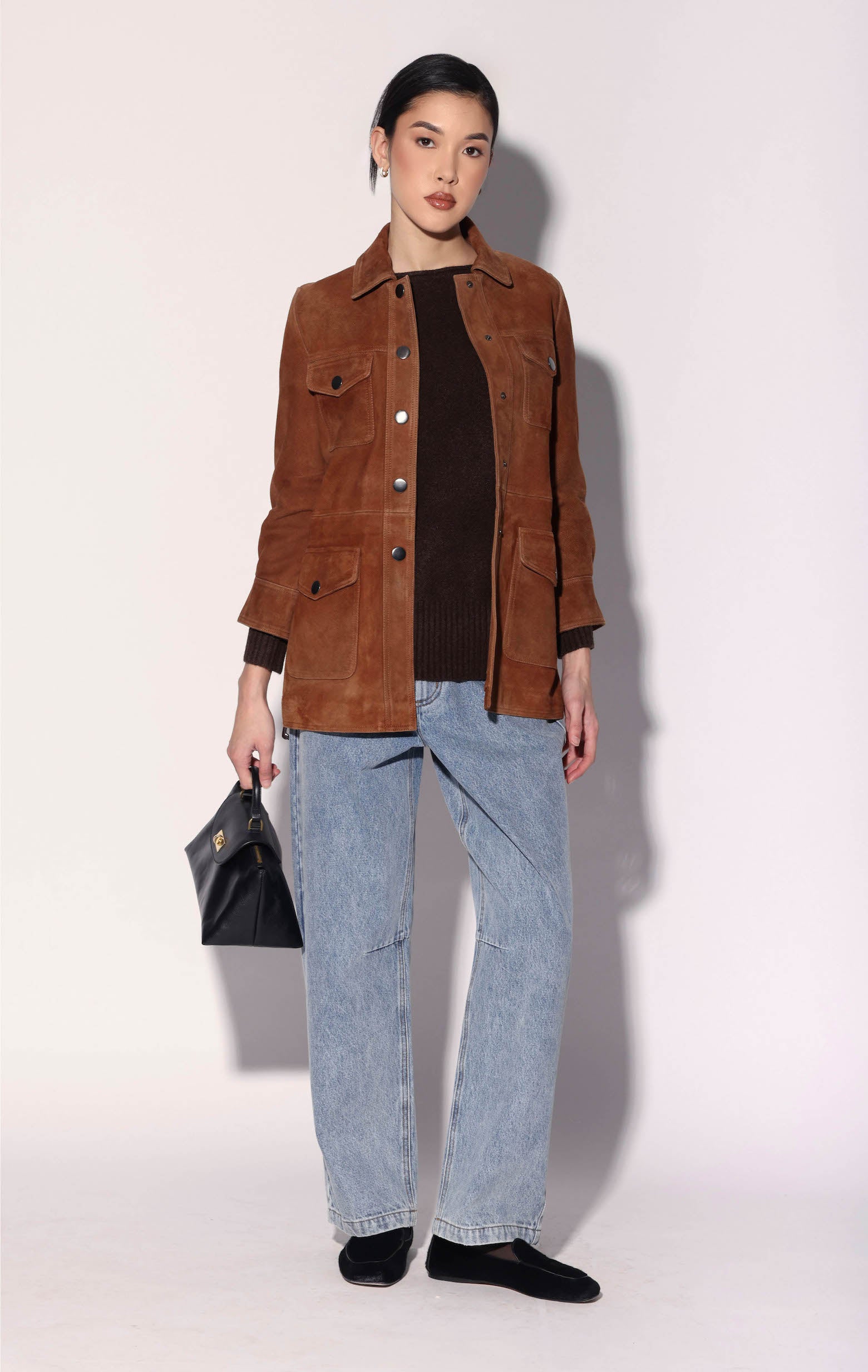 Sharona Jacket, Cognac Suede - Leather