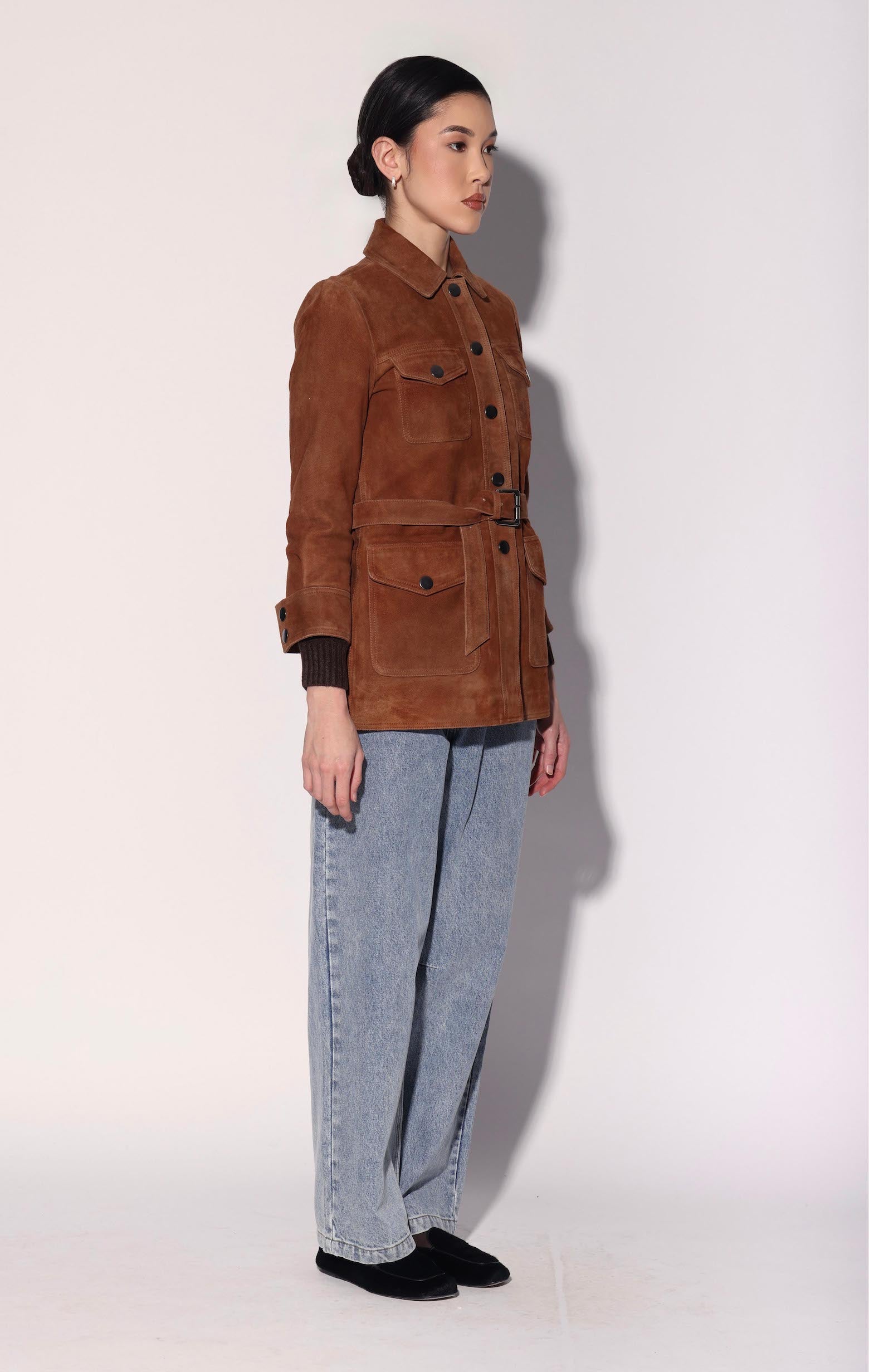 Sharona Jacket, Cognac Suede - Leather