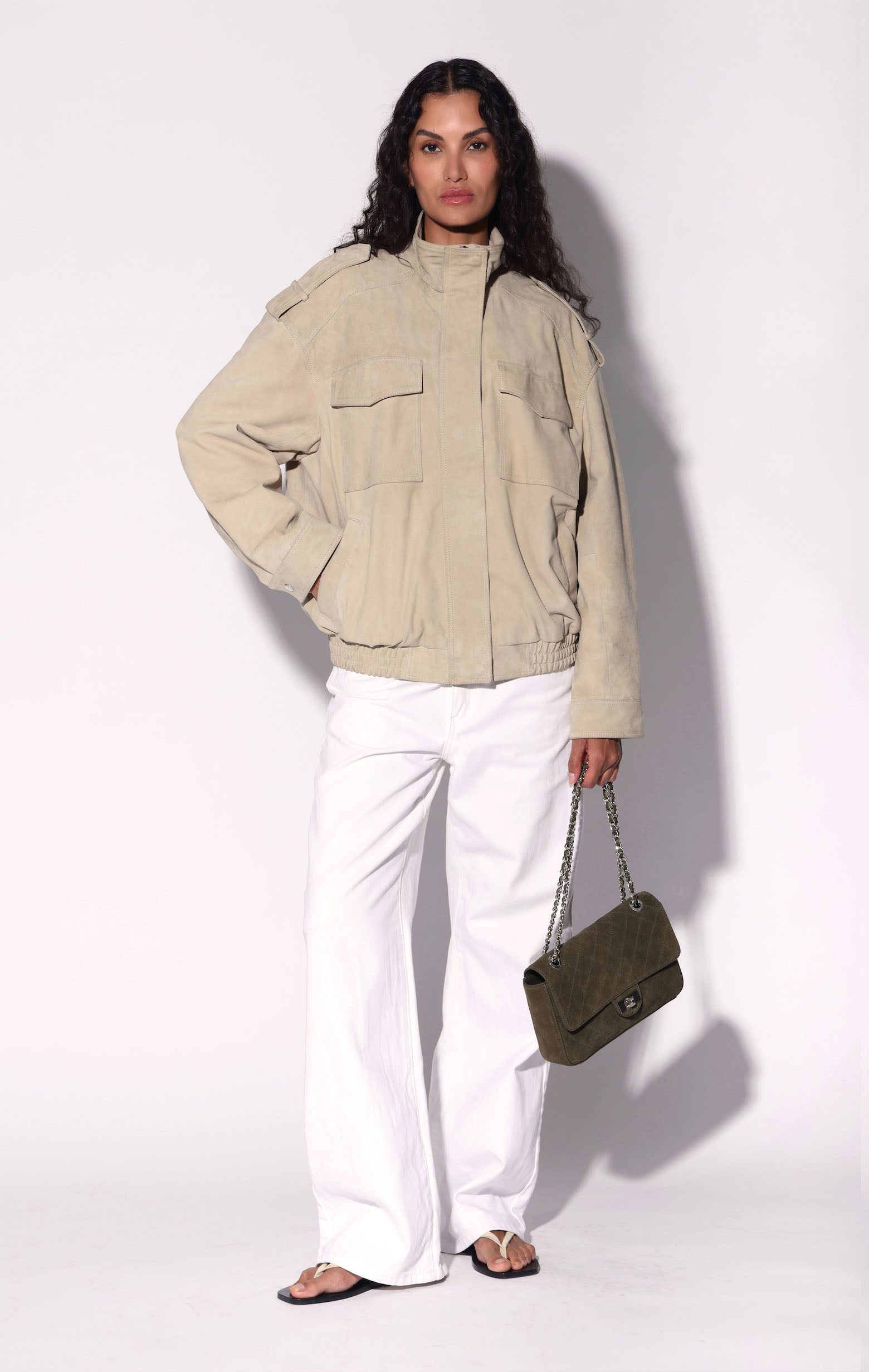 Astrid Jacket, Bone Suede - Leather