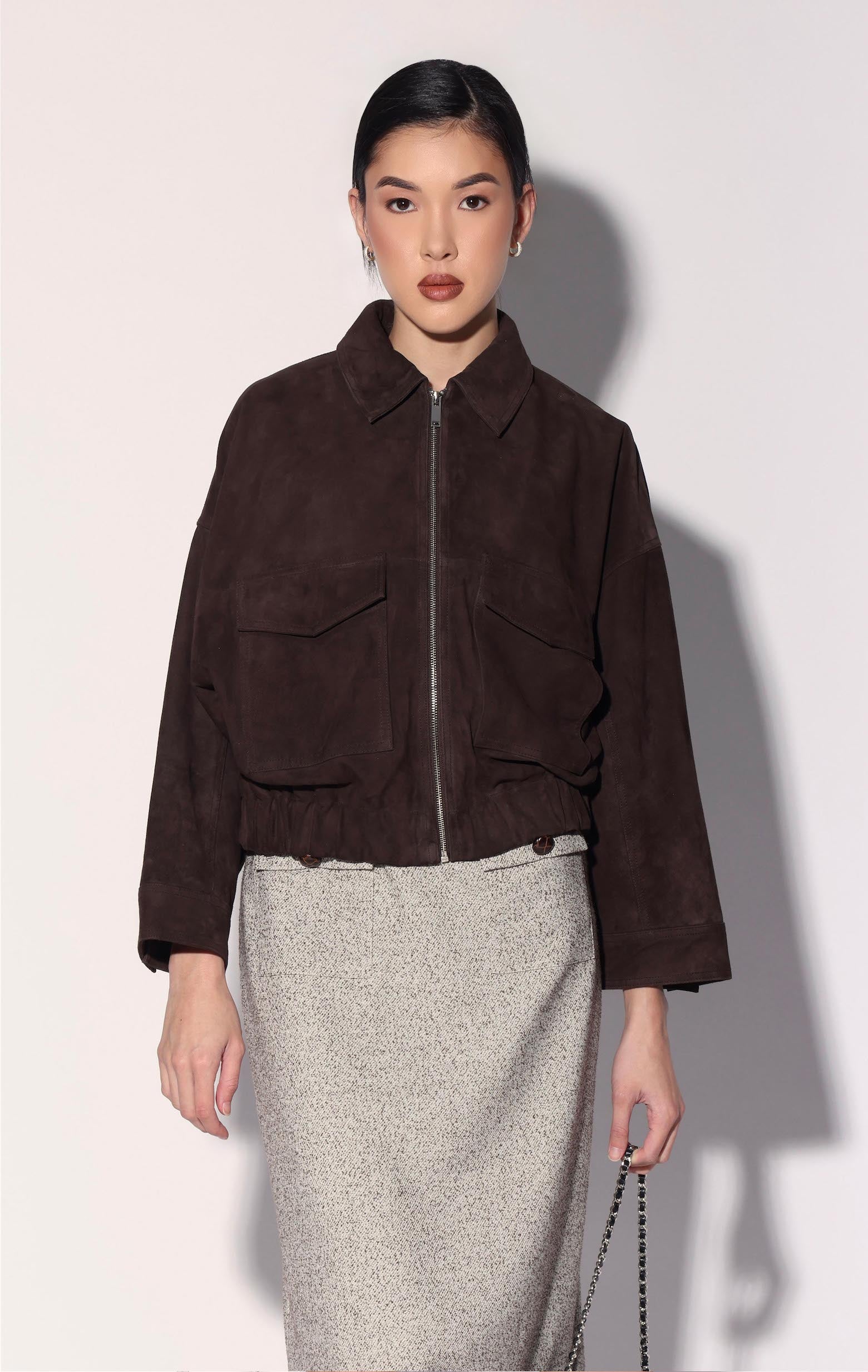 Amelie Jacket, Mocha Suede - Leather