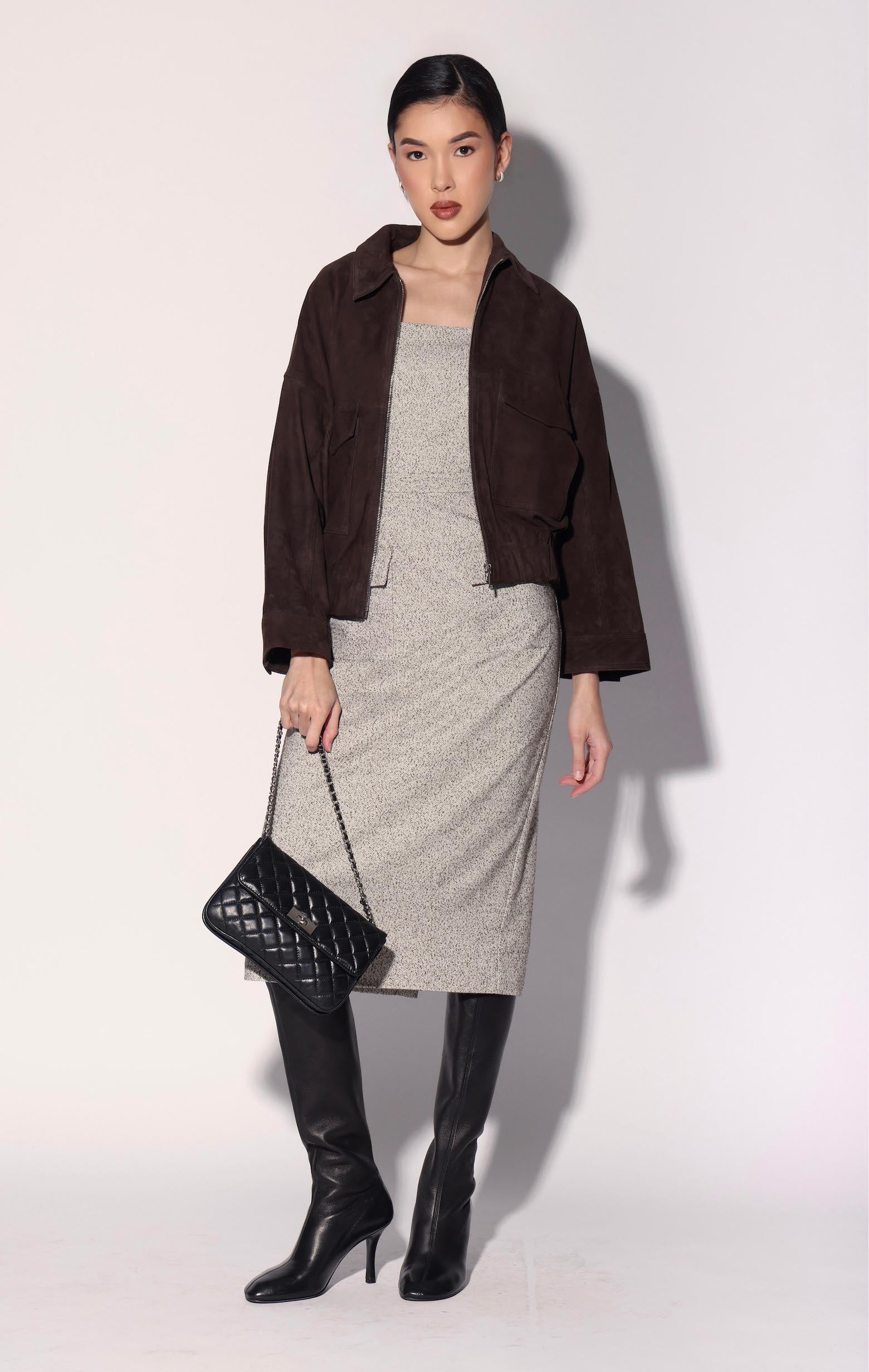 Amelie Jacket, Mocha Suede - Leather
