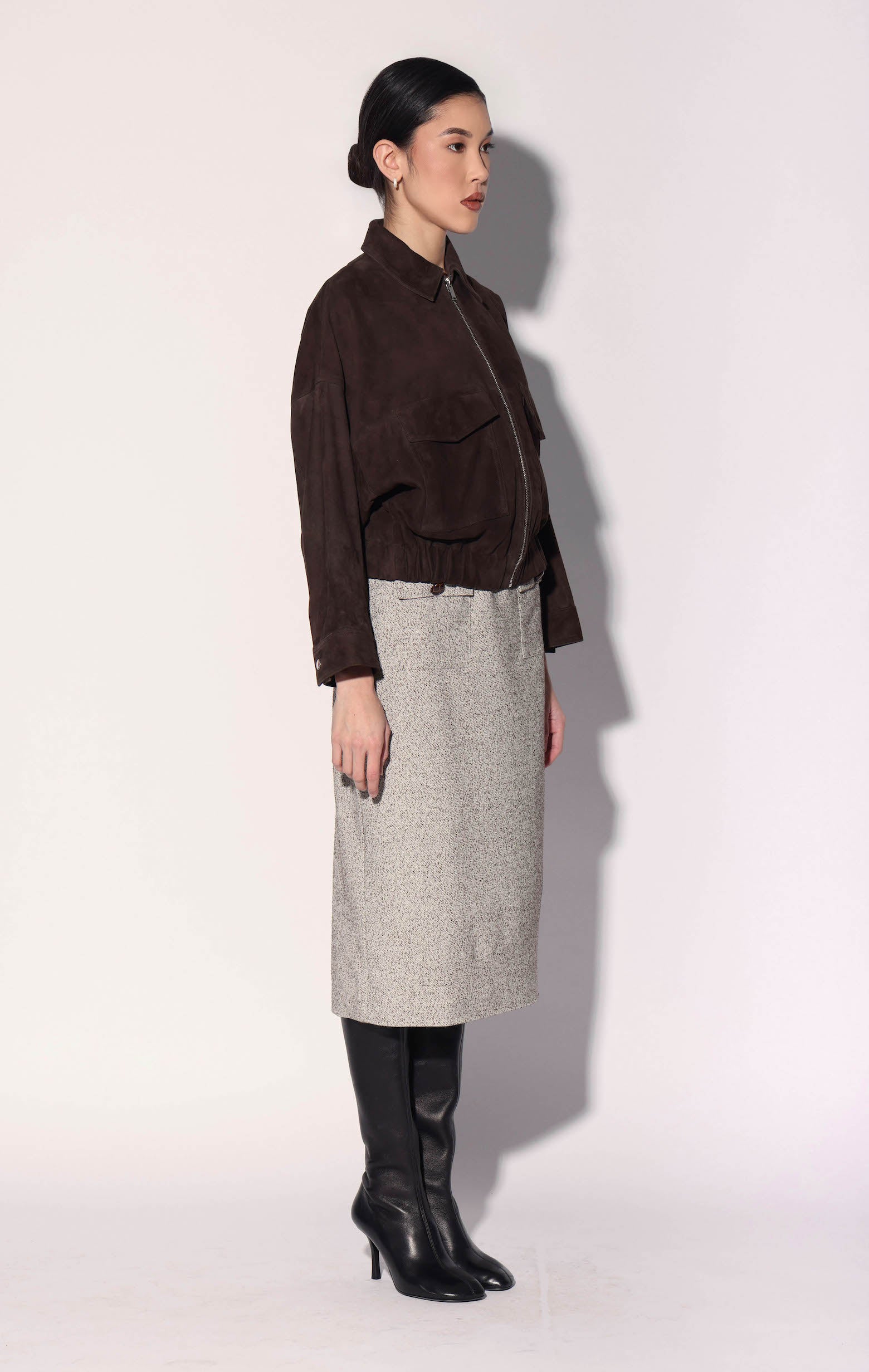 Amelie Jacket, Mocha Suede - Leather