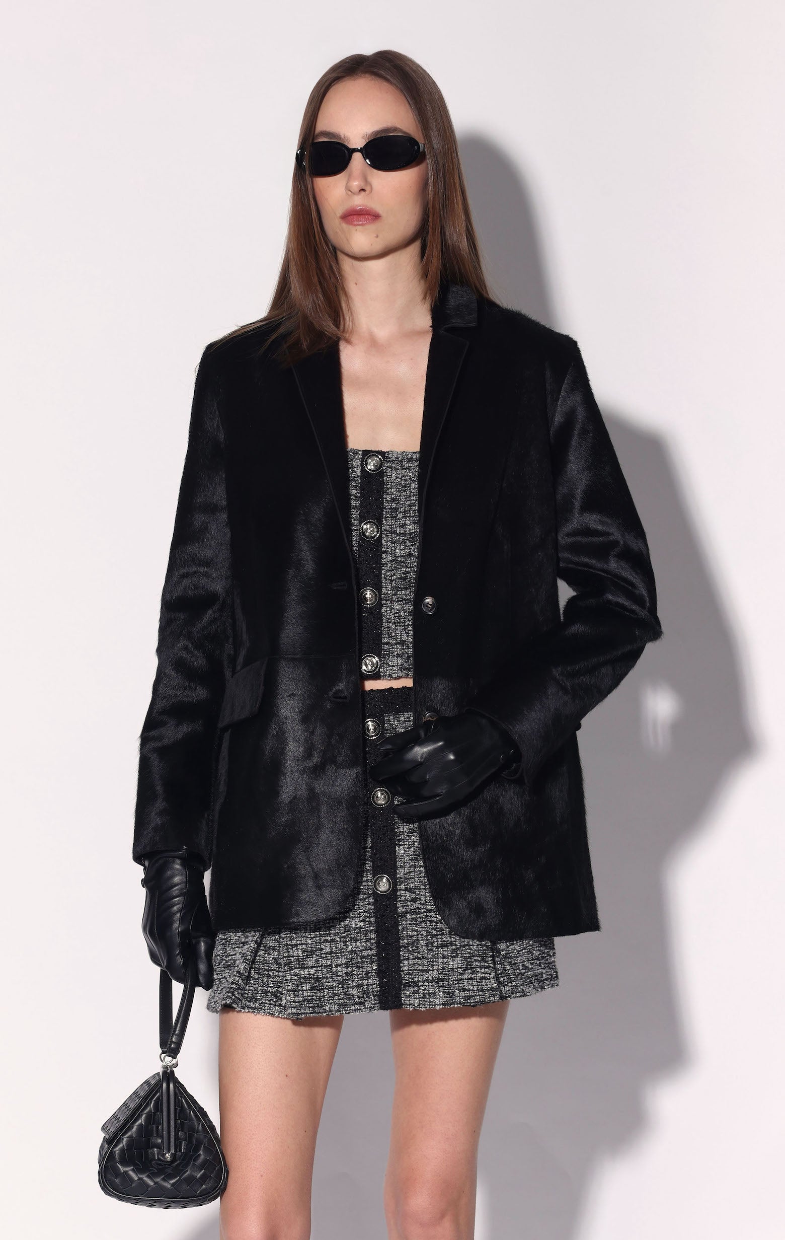Morgan Blazer, Black Calf Hair - Leather