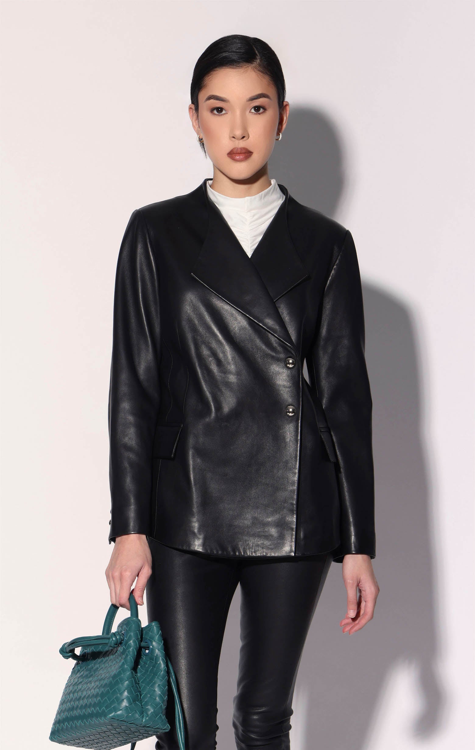 Leona Blazer, Black - Leather