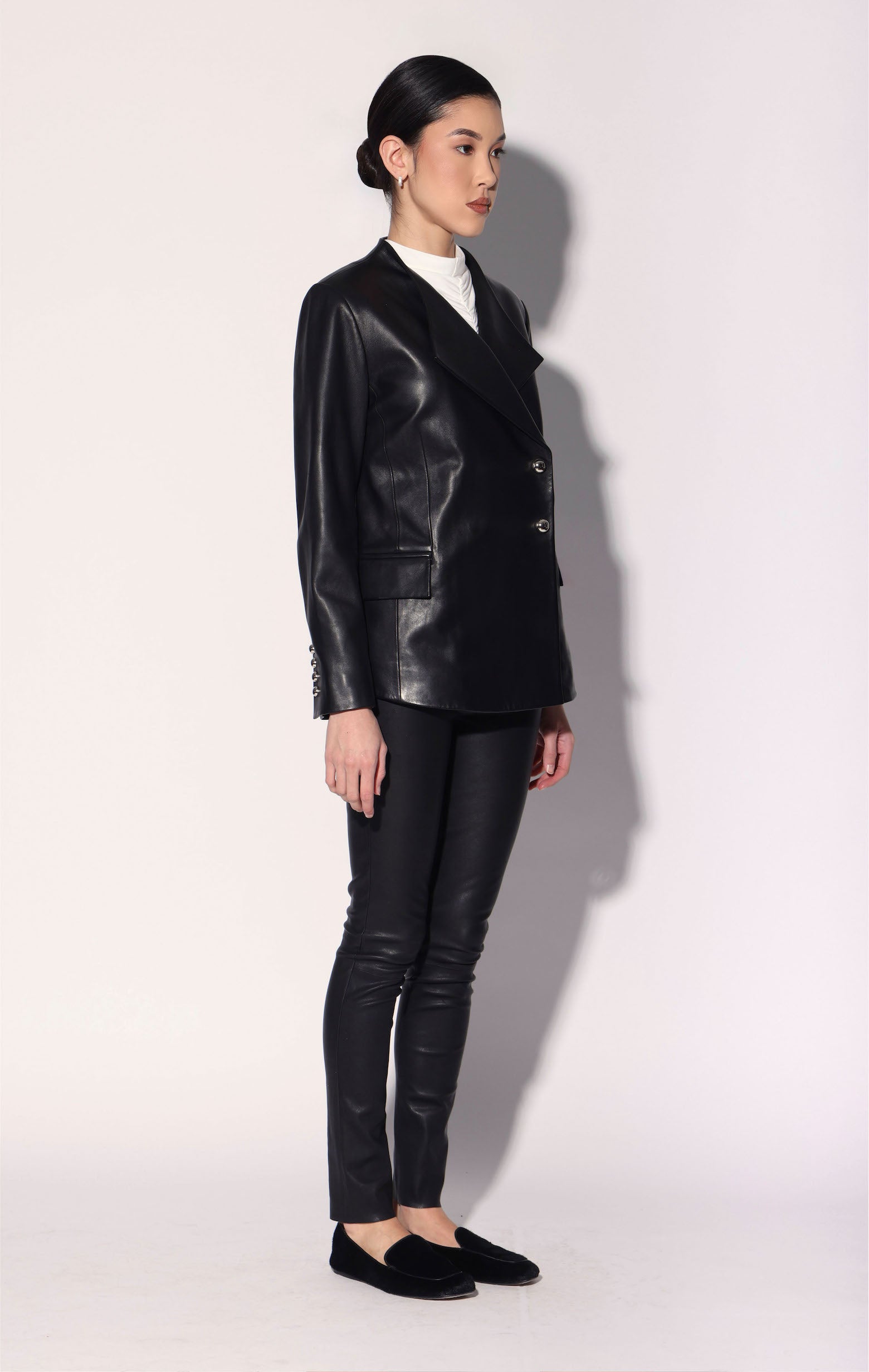 Leona Blazer, Black - Leather