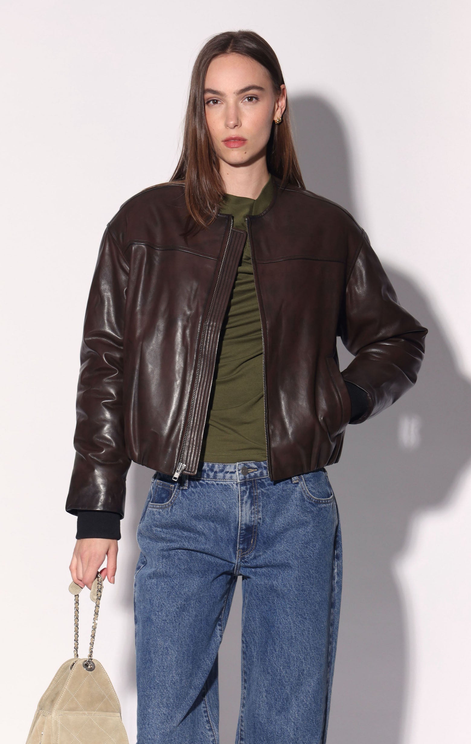 Jonas Jacket, Washed Brown - Leather