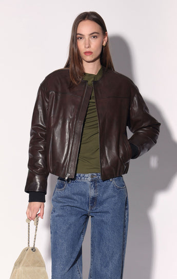 Jonas Jacket, Washed Brown - Leather