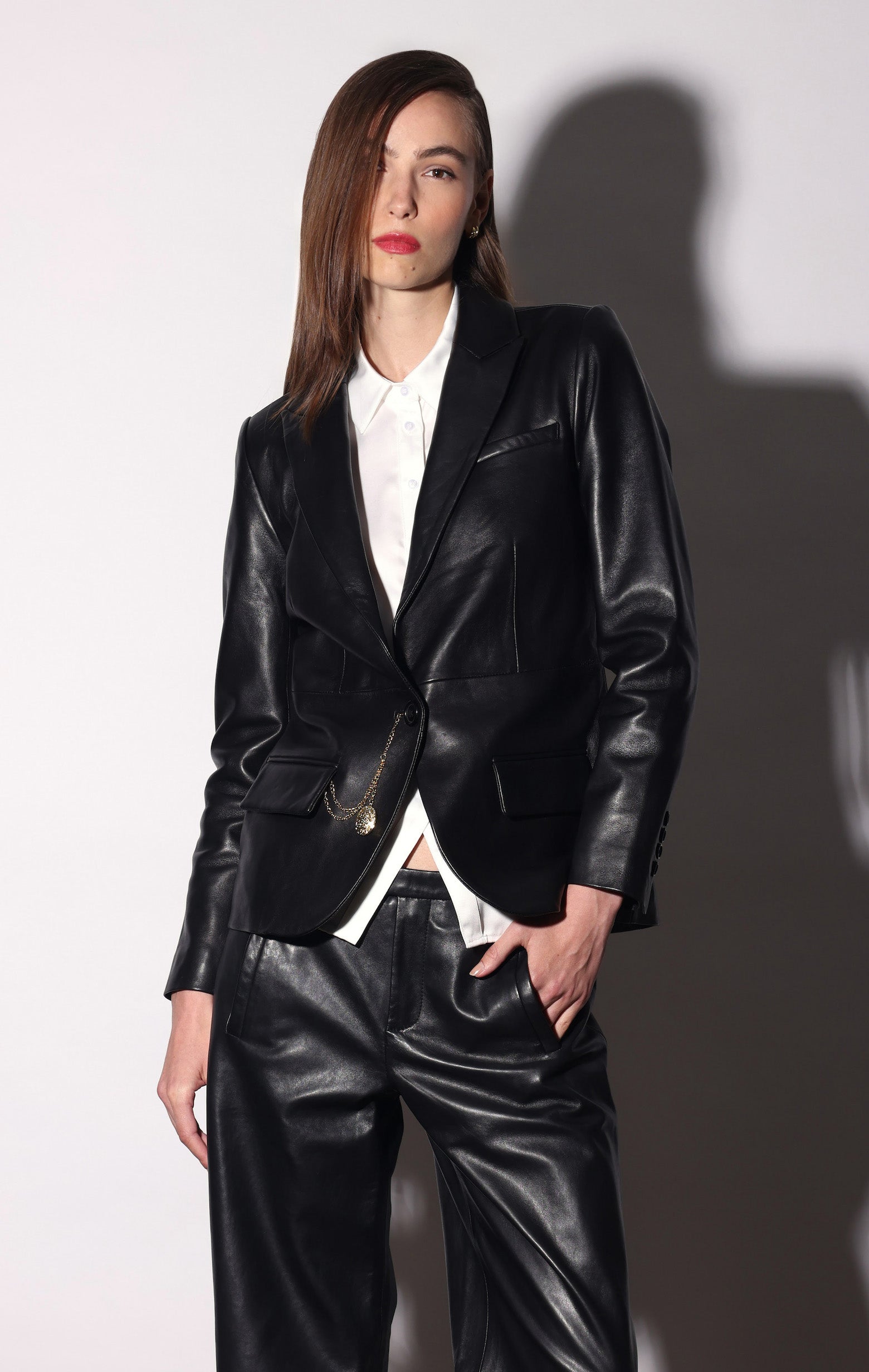 Emily Blazer, Black - Leather