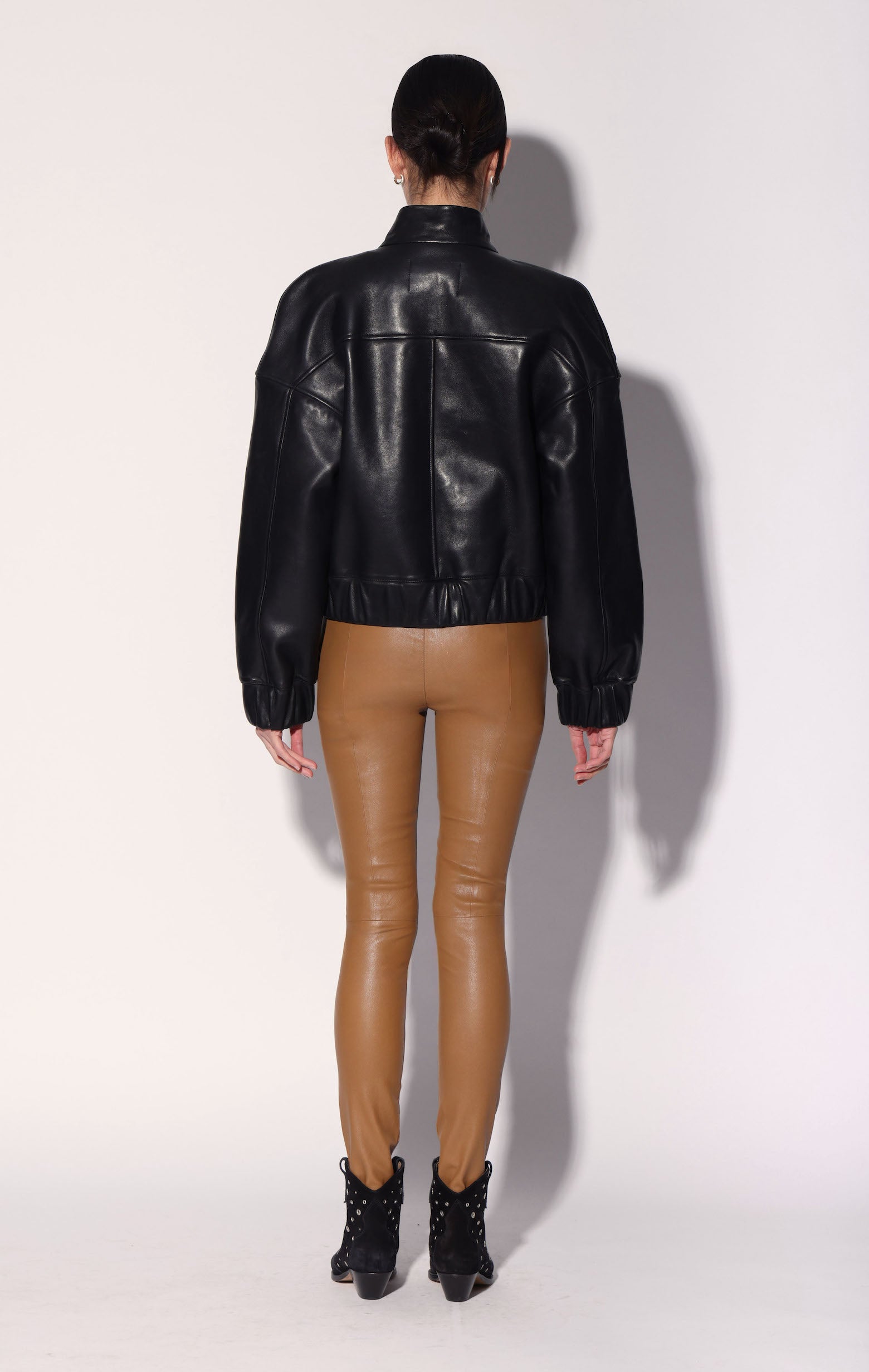Julianne Jacket, Black Leather Macaroon Faux Fur - Leather