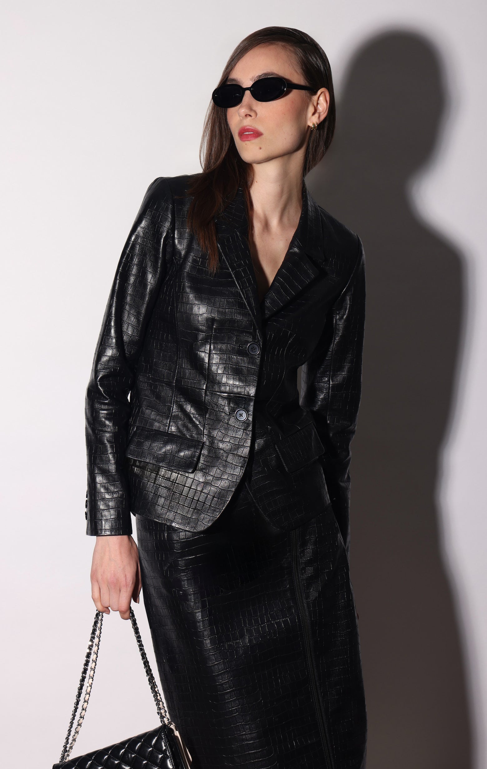 Nolan Blazer, Black Croc - Leather