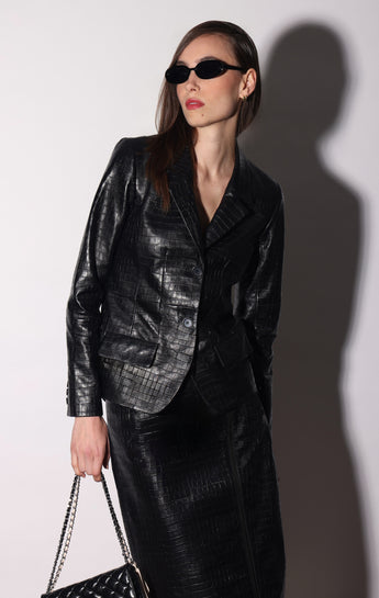 Nolan Blazer, Black Croc - Leather
