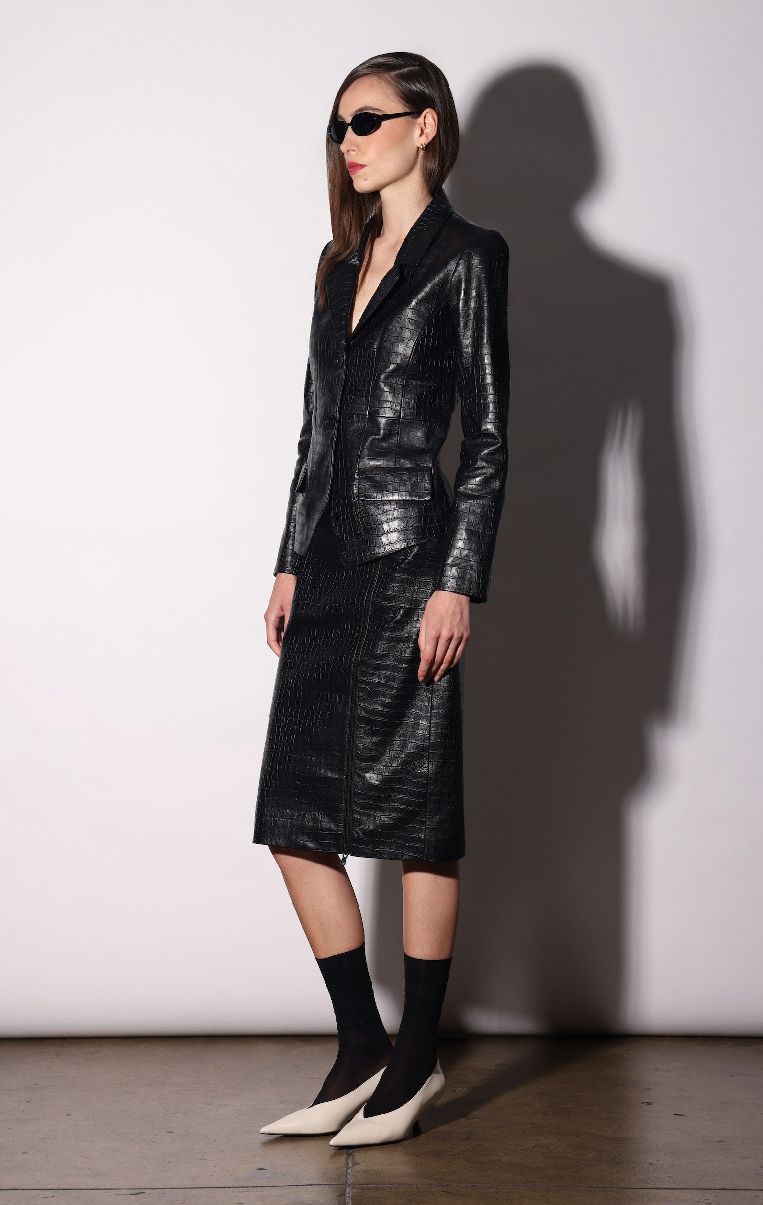 Nolan Blazer, Black Croc - Leather
