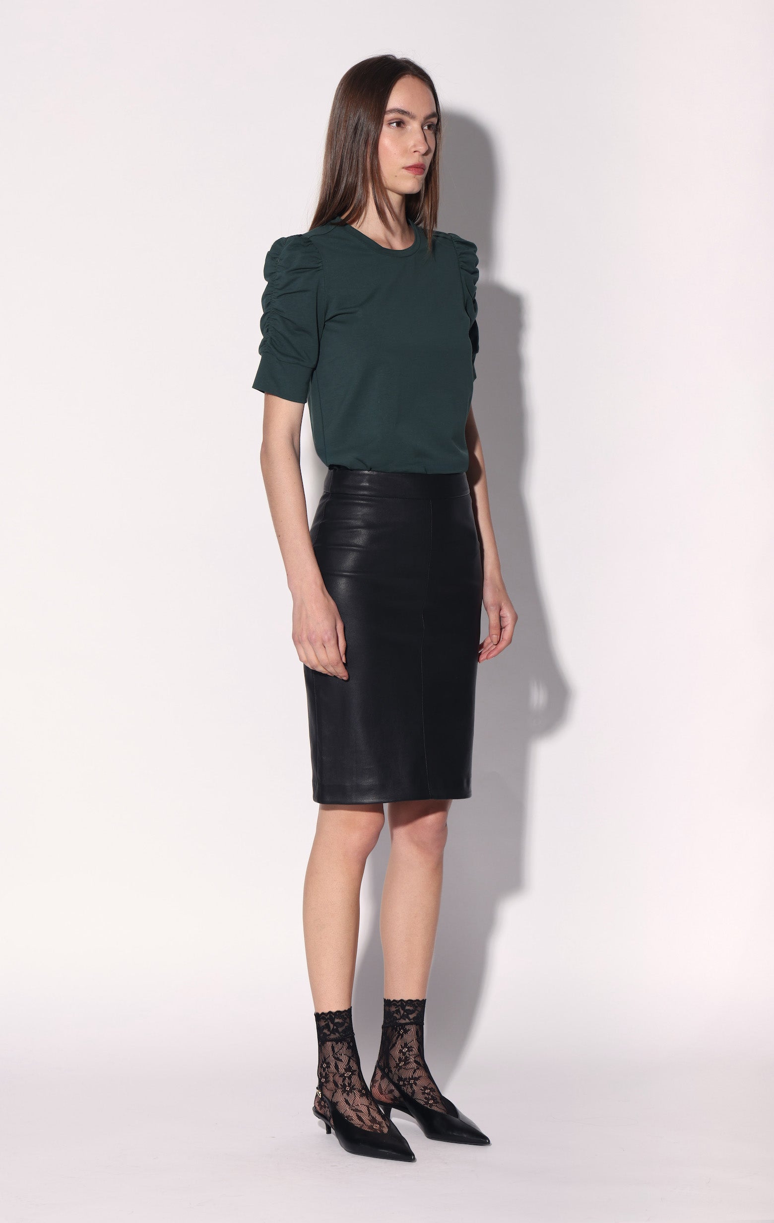 Mae Skirt, Black - Stretch Leather (Fall 2026)