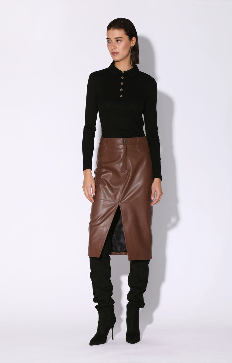 Glynice Skirt, Walnut - Leather