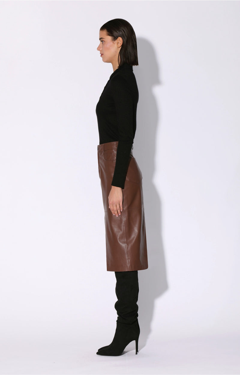 Glynice Skirt, Walnut - Leather
