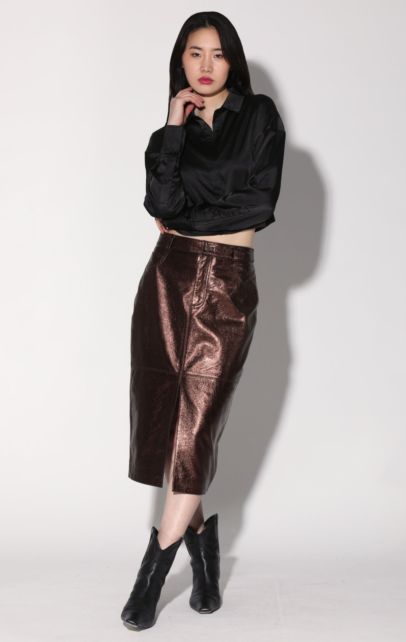 Glynice Skirt, Bronze Leather