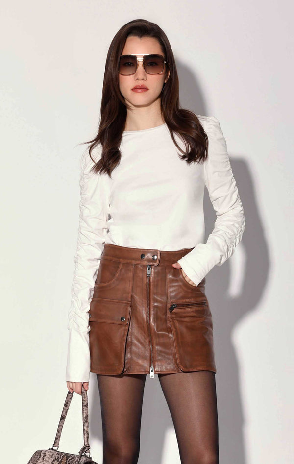 Shirley Skirt, Teak - Leather