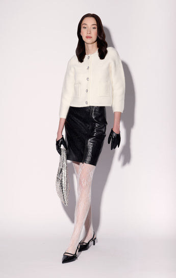 Rosalyn Skirt, Black Croc - Leather