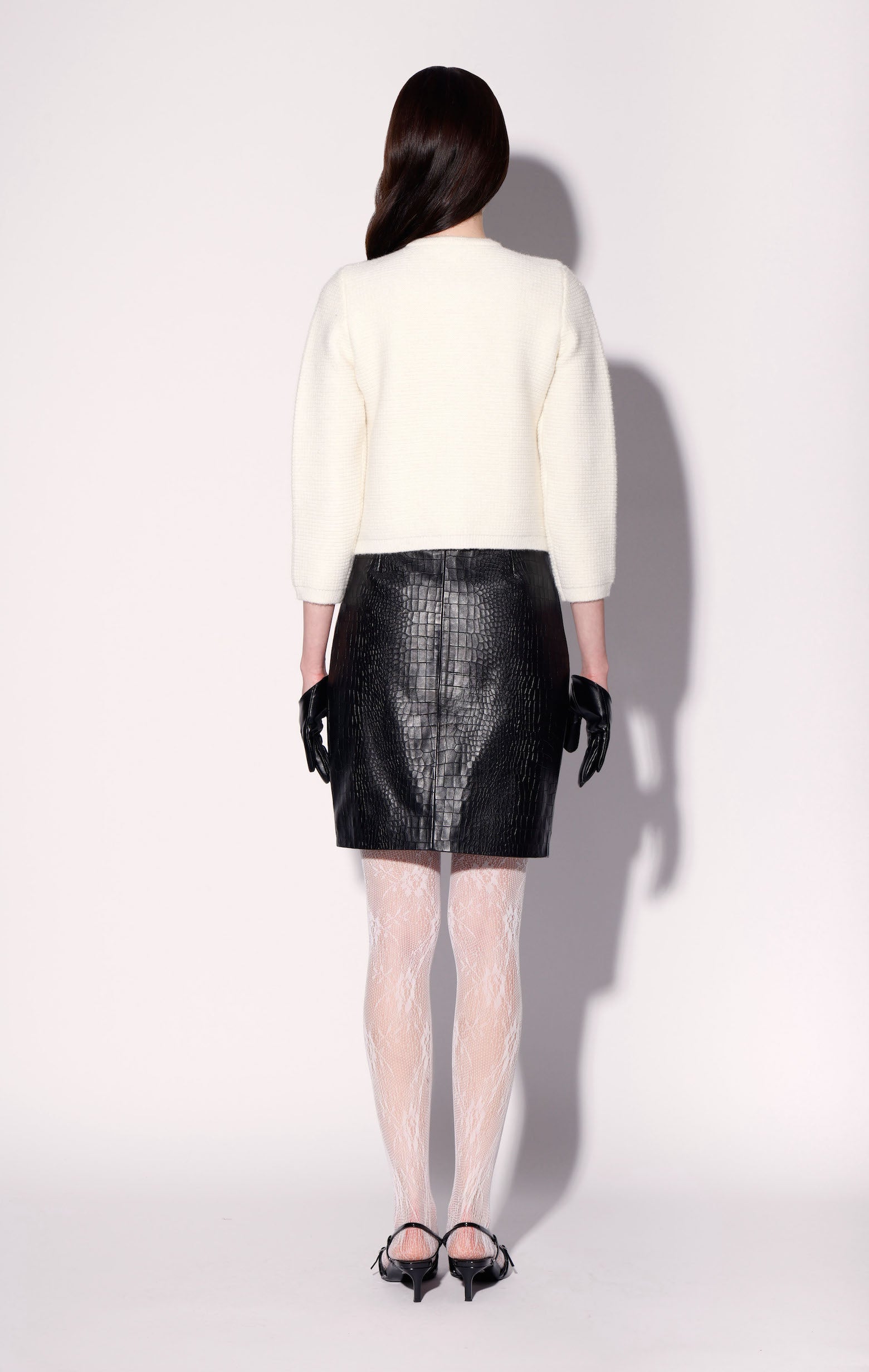 Rosalyn Skirt, Black Croc - Leather