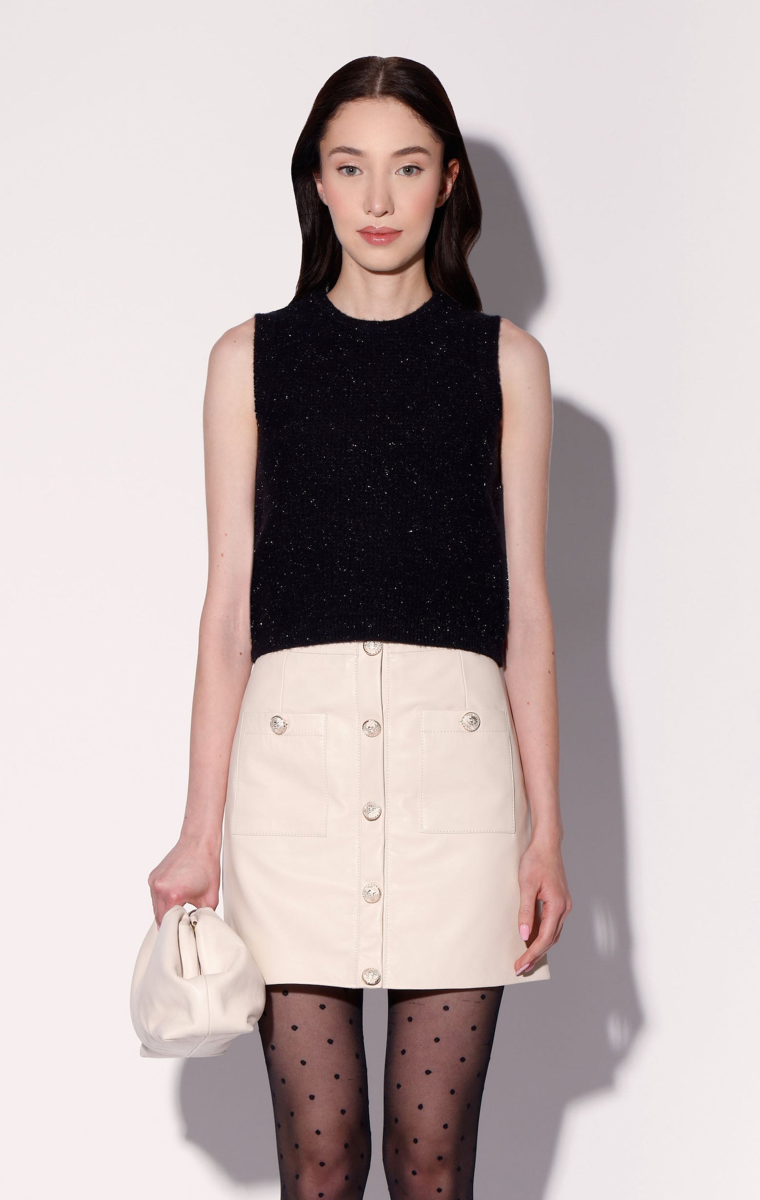 Libby Skirt, Oyster - Leather