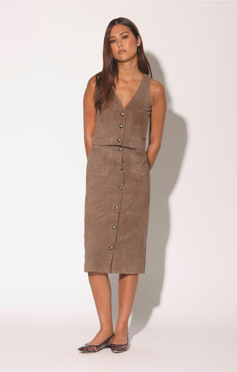 Lauraine Skirt, Cedar Suede - Leather